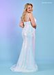 Rachel Allan 70307 Beaded Spaghetti Strap Drape Skirt Dress