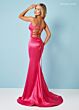 Rachel Allan 70313 V-Neck Lace-Up Back Satin Dress