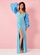 Rachel Allan 70315 Sweetheart Neck Feather Sleeve Dress