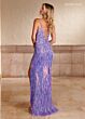 Rachel Allan 70317 Spaghetti Strap Fringe Skirt Dress