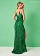 Rachel Allan 70334 Asymmetric Plunging Neck High Slit Dress