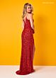 Rachel Allan 70334 Asymmetric Plunging Neck High Slit Dress