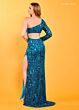 Rachel Allan 70339 Beaded One-Shoulder Long Sleeve Dress