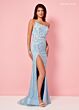 Rachel Allan 70353 Asymmetric Neck Thigh-High Slit Dress
