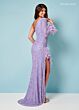 Rachel Allan 70359 One-Shoulder Sleeve Feather Dress