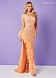 Rachel Allan 70359 One-Shoulder Sleeve Feather Dress