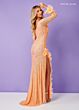 Rachel Allan 70359 One-Shoulder Sleeve Feather Dress