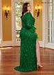 Rachel Allan 70359 One-Shoulder Sleeve Feather Dress
