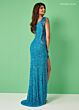 Rachel Allan 70361 Asymmetric Neck Beaded Fringe Dress