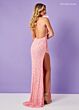 Rachel Allan 70363 Plunging Neck Feather Strap Dress