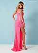 Rachel Allan 70368 Illusion Long Sleeve High Slit Dress