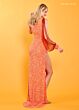 Rachel Allan 70368 Illusion Long Sleeve High Slit Dress