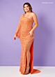 Rachel Allan 70368 Illusion Long Sleeve High Slit Dress