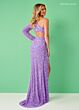 Rachel Allan 70378 Asymmetric Neck Keyhole Long Sleeve Dress
