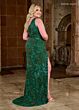 Rachel Allan 70383 Scallop One-Shoulder Neck High Slit Dress