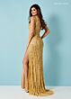 Rachel Allan 70388 Embellished Asymmetric Neck Cutout Dress