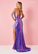 Rachel Allan 70397 Sweetheart Neck Ruffle Slit Dress
