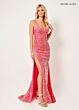Rachel Allan 70438 V-Neck Illusion Side Dress