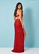Rachel Allan 70440 Ombre Asymmetric Neck Cutout Back Dress