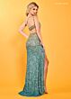Rachel Allan 70440 Ombre Asymmetric Neck Cutout Back Dress