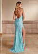 Rachel Allan 70450 Floral Applique Low V-Back Dress
