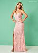 Rachel Allan 70450 Floral Applique Low V-Back Dress