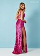 Rachel Allan 70469 Tassel-Tie Plunging Neck Dress