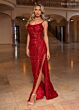 Rachel Allan 70489 Side Slit Embellished Dress