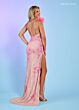 Rachel Allan 70493 Feather Strap Side Slit Dress