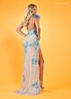Rachel Allan 70493 Feather Strap Side Slit Dress