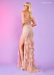 Rachel Allan 70504 Feather Skirt Strappy Back Dress