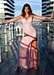 Rachel Allan 70504 Feather Skirt Strappy Back Dress