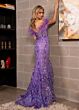 Rachel Allan 70509 Feather Sleeves Sheer Corset Dress
