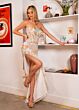 Rachel Allan 70518 Fringe Slit Strapless Corset Dress