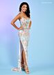 Rachel Allan 70518 Fringe Slit Strapless Corset Dress