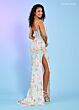 Rachel Allan 70518 Fringe Slit Strapless Corset Dress