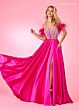 Rachel Allan 70519 Beaded Corset Feather Sleeves Dress