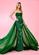 Rachel Allan 70520 Long Overskirt Strapless Geometric Dress