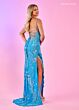 Rachel Allan 70534 Fringe Slit Embellished Dress