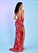 Rachel Allan 70534 Fringe Slit Embellished Dress