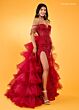 Rachel Allan 70550 Ruffle Overskirt Off The Shoulder Dress