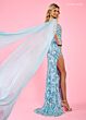 Rachel Allan 70556 Double Cape One Shoulder Dress
