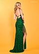 Rachel Allan 70559 Tie Back Fringe Slit Dress