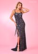 Rachel Allan 70559 Tie Back Fringe Slit Dress