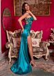 Rachel Allan 70563 Illusion Corset High Slit Dress
