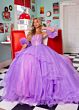 Rachel Allan 70570 Layered Skirt Detachable Sleeves Dress