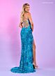 Rachel Allan 70575 Fringe Skirt Plunging Neck Dress