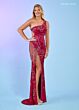 Rachel Allan 70584 Fringe Slit One Shoulder Dress