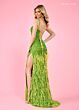 Rachel Allan 70586 Feather Skirt Scoop Neck Dress