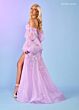 Rachel Allan 70588 Detached Sleeves Sheer Skirt Dress